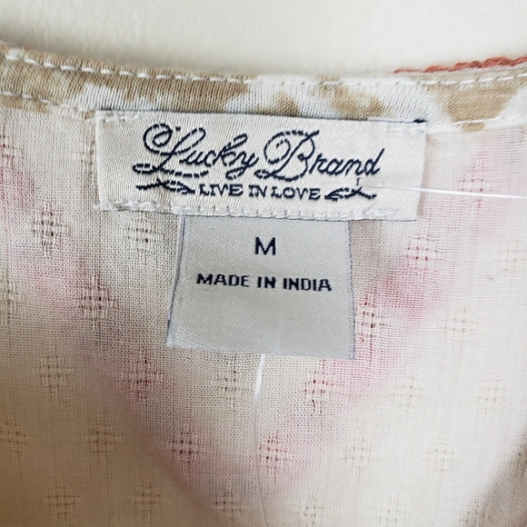 SOLD Lucky Brand Boho embroidered top medium - Picture 7 of 8